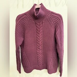 Lululemon Women's Cable Knit Turtleneck Sweater - Maroon